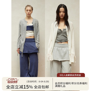 SQUARE CIRCLE 方圆绵羊毛羊驼毛氛围感系带抽绳慵懒微透毛衣开衫