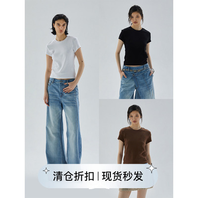 百搭T恤圆领修身显瘦短款正肩