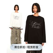 LOGO蕾丝拼接网点印花长袖 Square Circle方圆小众设计师款 T恤