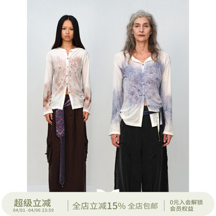 休闲长袖 Square Circle 方圆原创设计涂鸦印染轻薄修身 开衫