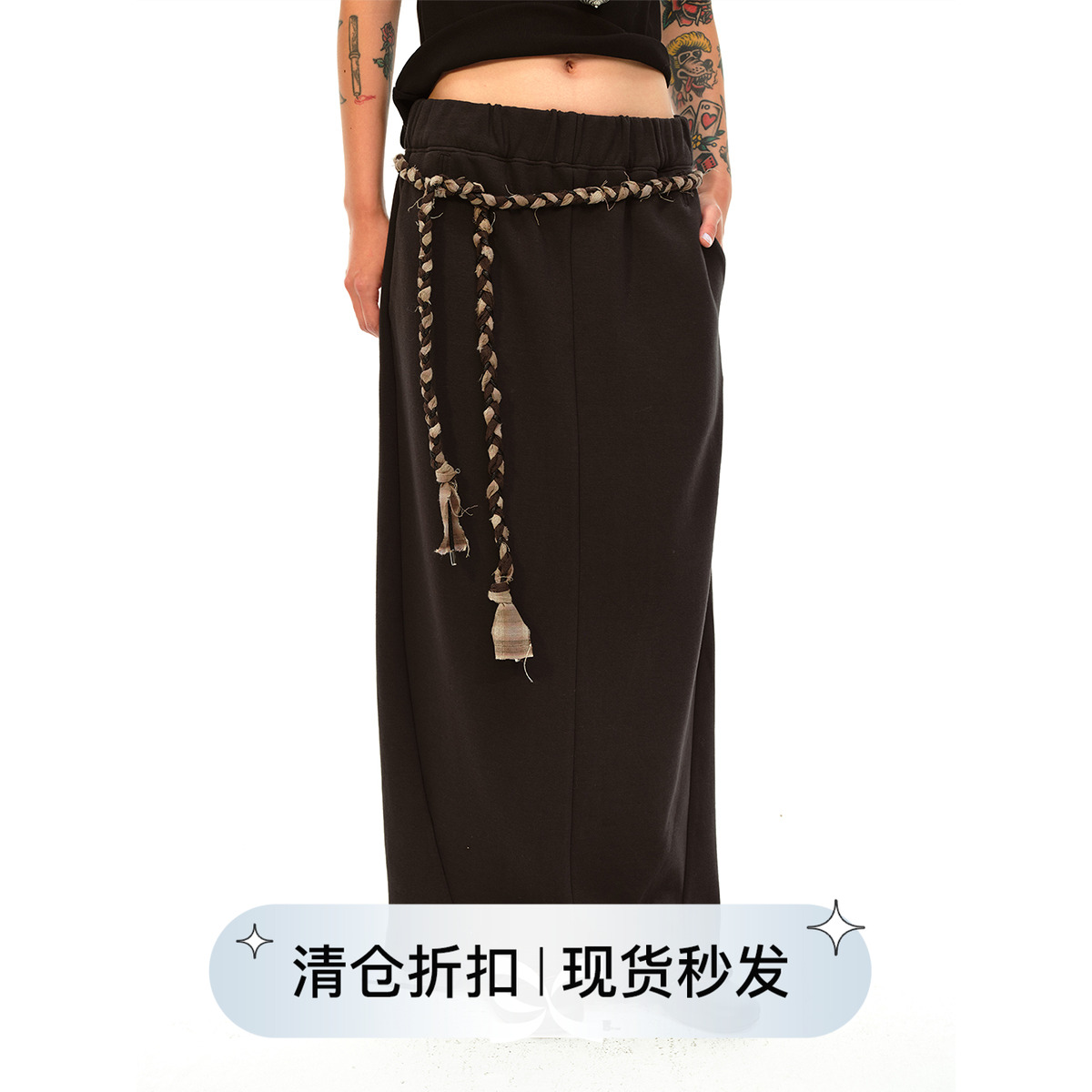 质感休闲插袋中长款卫裙半裙