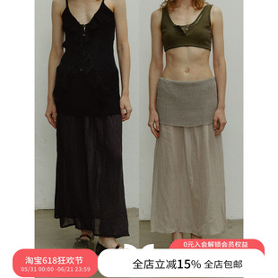 SQUARE CIRCLE 方圆春夏毛织屁帘微透肌理纱质清凉慵懒长款半身裙