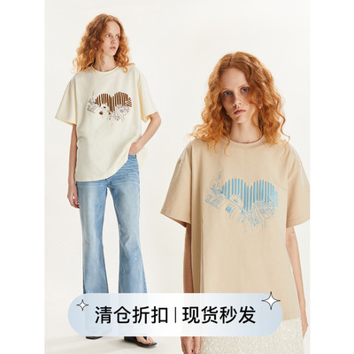 图案慵懒大廓形T恤短袖
