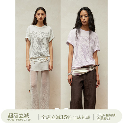 SQUARE CIRCLE 方圆宽松圆领天使印花百搭休闲合身春夏短袖t恤