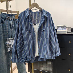 纯棉条纹衬衫女2026春夏新款设计感时尚复古显瘦衬衣防晒上衣外套