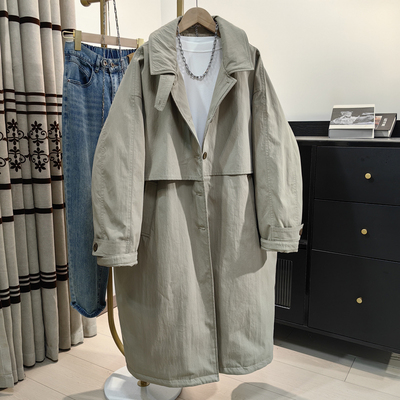 羽绒风衣女长款韩版休闲慵懒风廓