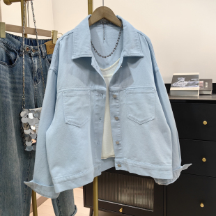 上衣潮 纯棉衬衫 浅蓝宽松牛仔外套女春秋新款 韩系休闲百搭显瘦短款