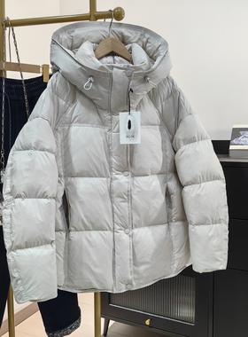 高充绒量米灰色连帽羽绒服女冬2025新款高级感时尚保暖外套潮