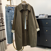 高级感超好看外套过膝盖长款 风衣女款 2025新款 咖啡色全棉宽松大衣