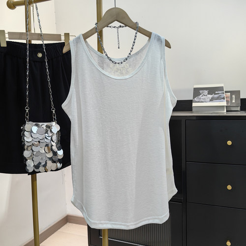 2025超火白色背心女夏新款抗皱免