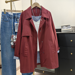 外套 韩系休闲宽松设计感工装 小个子纯棉风衣女中长款 2025春秋新款