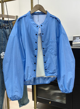 立领轻薄防晒衬衫女夏季新品韩系