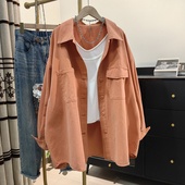 工装 春季 韩系休闲宽松大版 2025新款 百搭上衣 薄外套女纯棉加厚衬衫