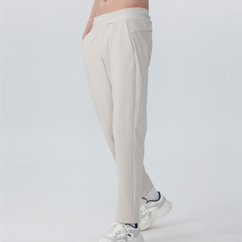 2026男春夏直筒运动长裤透气速干弹力休闲裤宽松米白色健身运动裤
