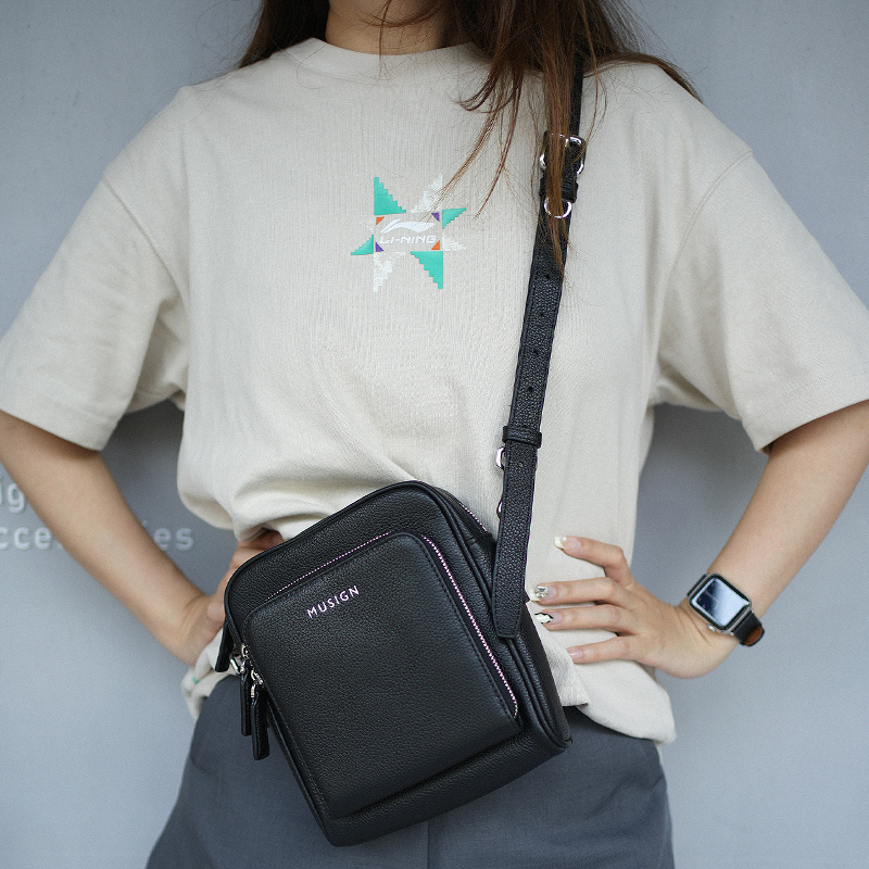 MUSIGN斜挎包休闲进口牛皮斜挎包