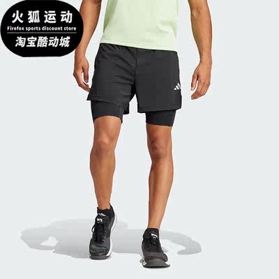 阿迪达斯男士二合一短裤