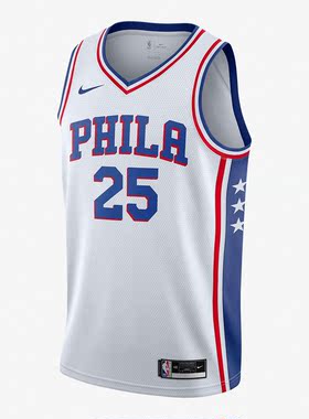 Nike/耐克正品赛季费城76人队  SW男子球衣透气CW3605-105