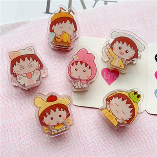 卡通可爱樱桃小丸子周边动漫亚克力表情PP夹文件夹零食封口书夹子