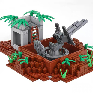 兼容军事基地炮楼瞭望哨塔沙包战壕堡垒防御碉堡阵地男孩拼装积木