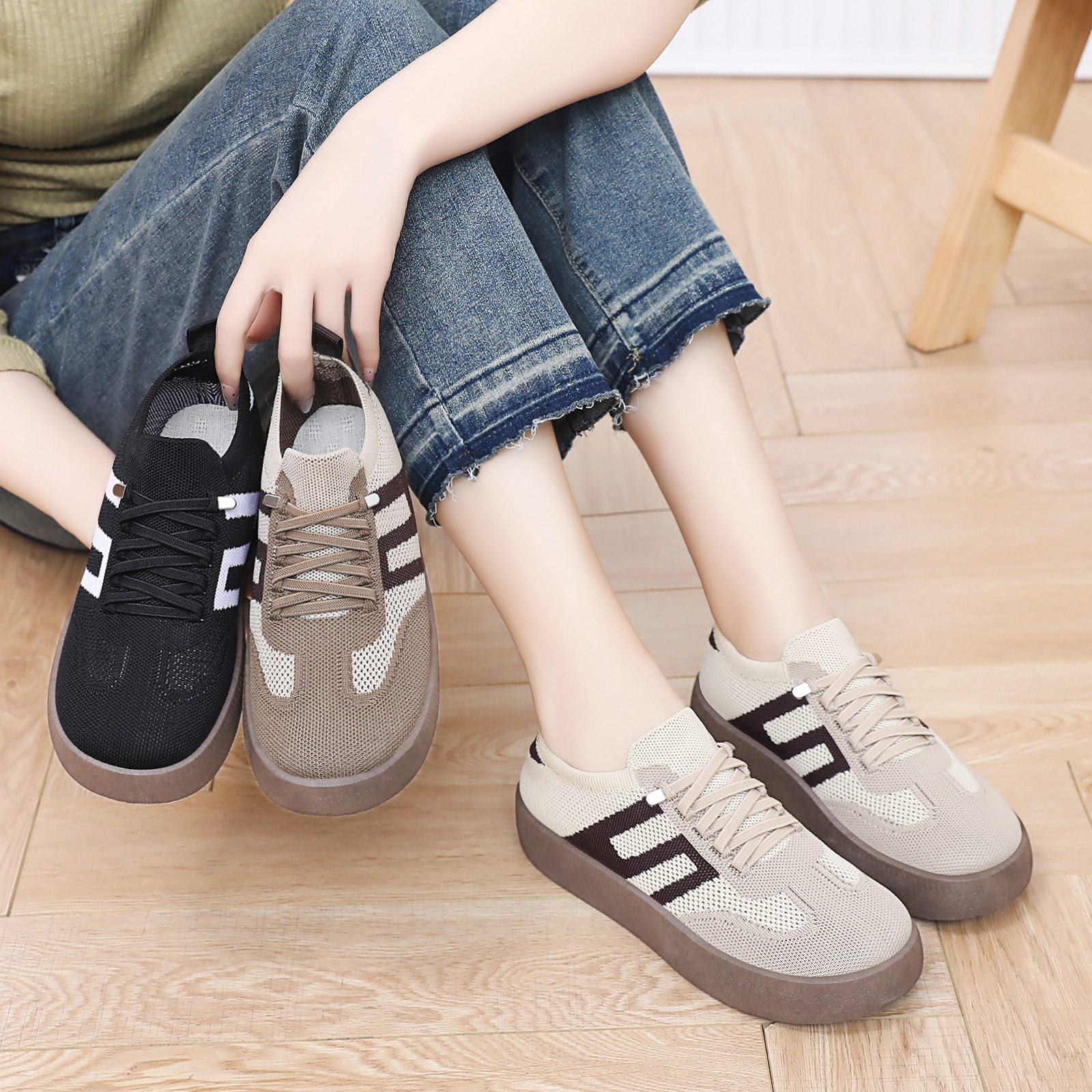 女鞋春季新款厚底阿甘鞋休闲百搭鞋子女软底不累脚德训运动鞋,女鞋,浅口单鞋,淘宝优惠券,粉丝福利购,淘宝优惠卷