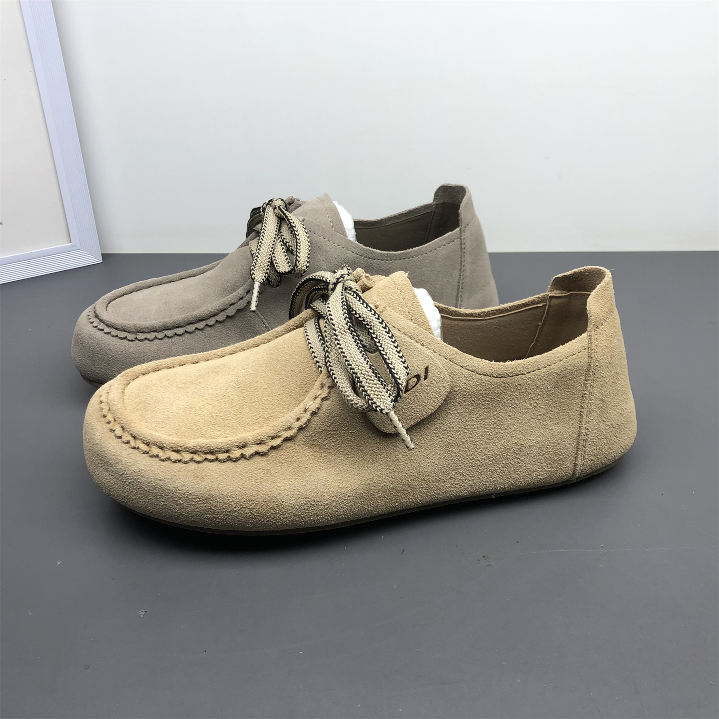 女鞋博肯鞋圆头系带浅口单鞋真皮