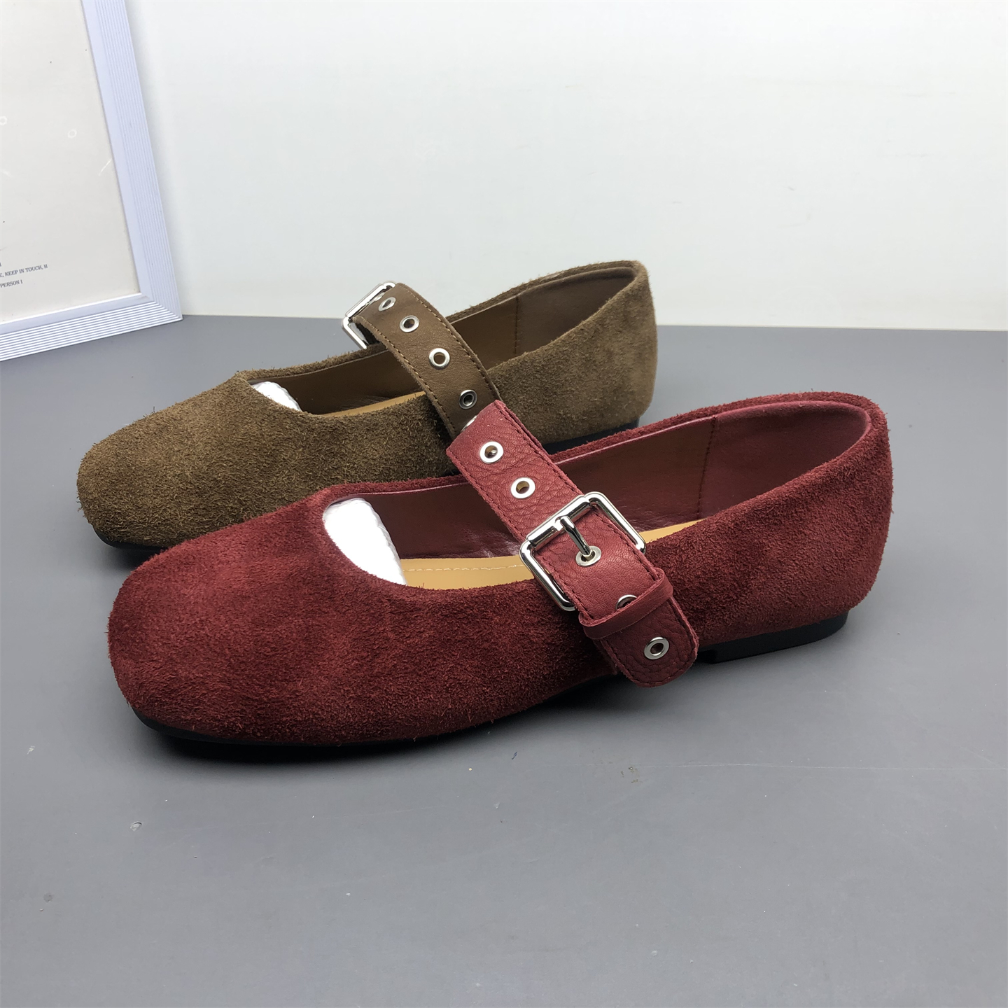 牛皮时装单鞋平底新款牛皮博肯鞋