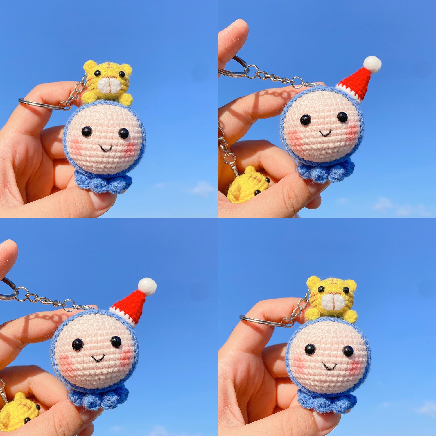 海蜇宝宝玩偶diy手工毛线自制编织材料包可爱钥匙扣挂件 送视频