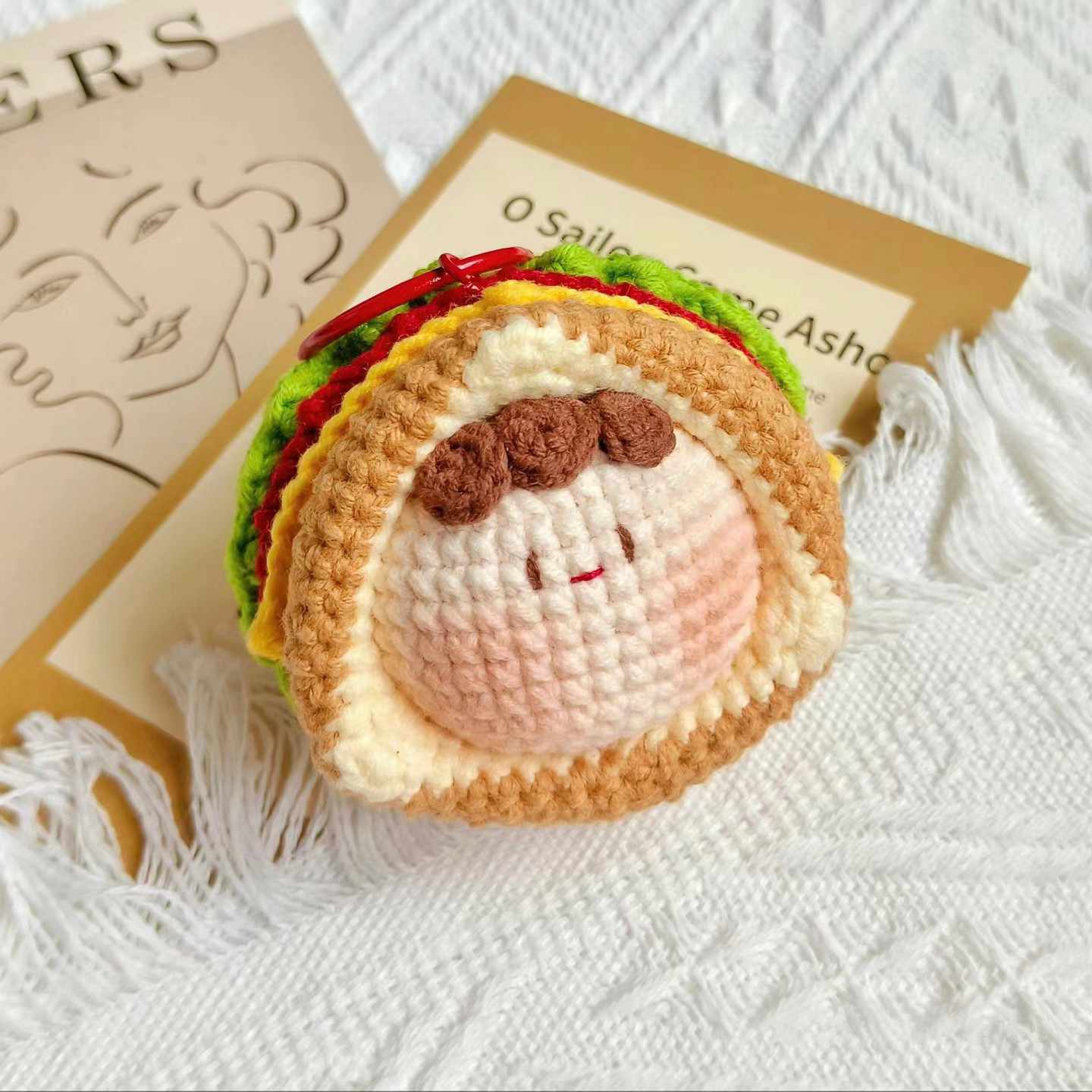 手工制作diy钩针毛线编织汉堡DIY编织材料包