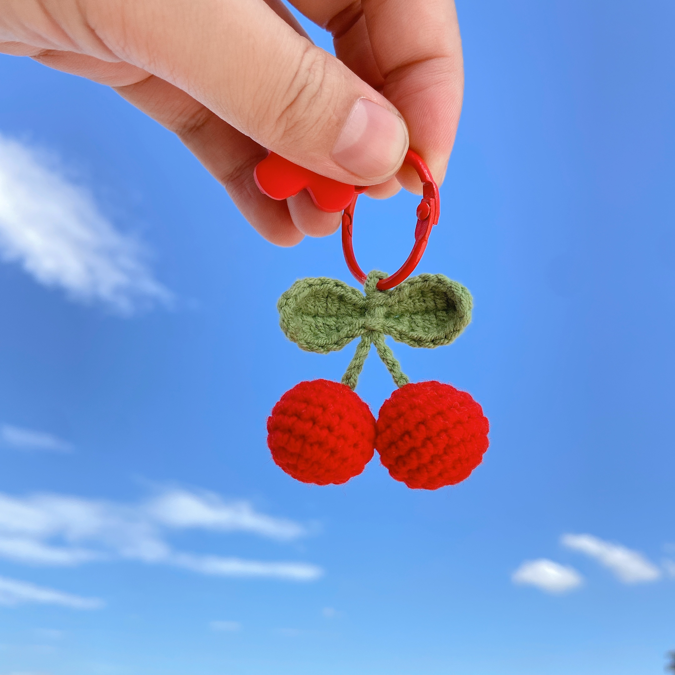 钩针毛线手工编织diy樱桃挂件材料包玩偶挂饰 怀孕打发时间送教程