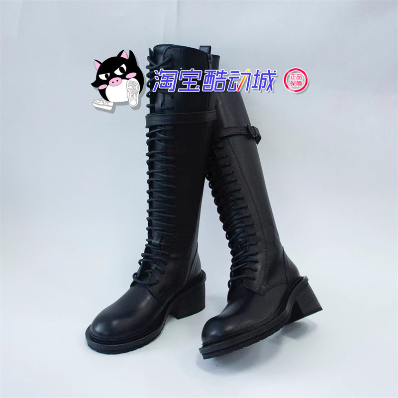 ANN/DEMEULEMEESTER 哑光皮质长筒靴黑色21新款女靴机车靴骑士靴