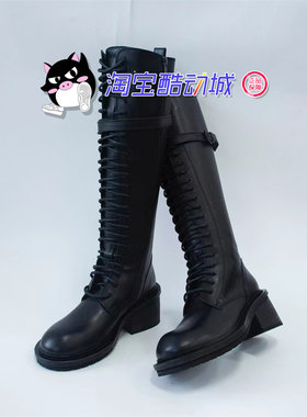 哑光皮质黑色新款长筒靴