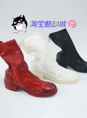 正品现货 GUIDI 788Z后拉链中筒中长靴白色红色黑色时尚女鞋