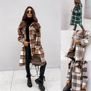 printed long sleeved Women and plaid thin jacket
