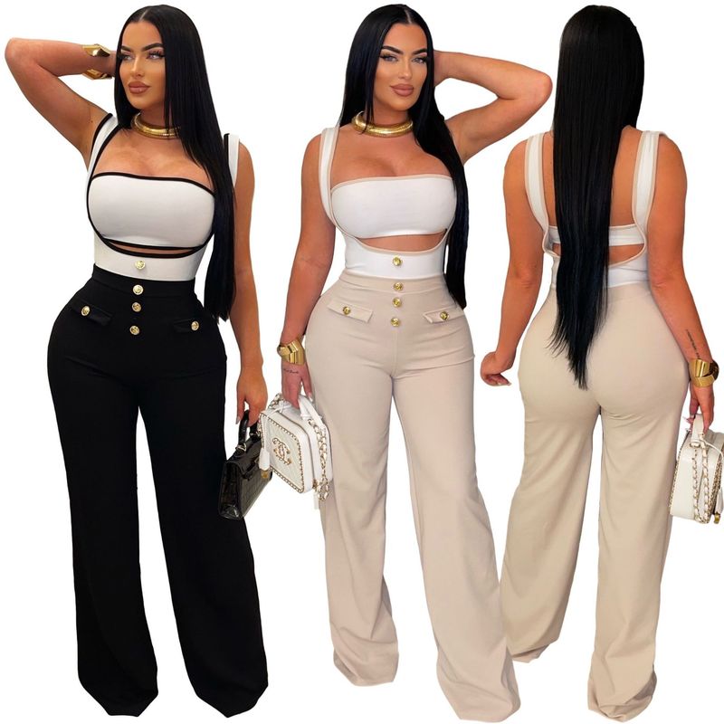 2024欧美休闲吊带抹胸套装连体裤women sexy jumpsuit long pants