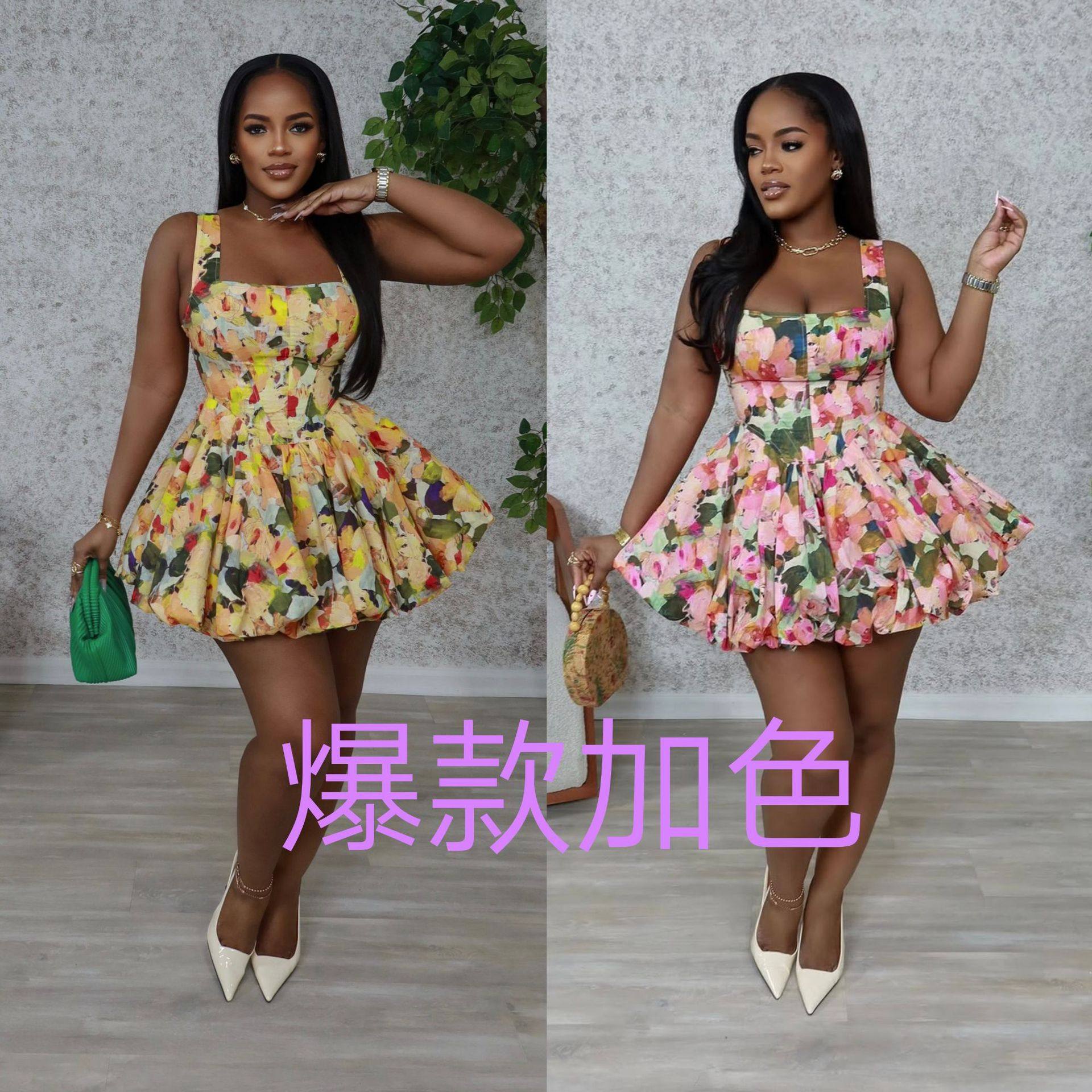 Women suspender princess bubble skirt欧美女吊带公主泡泡短裙