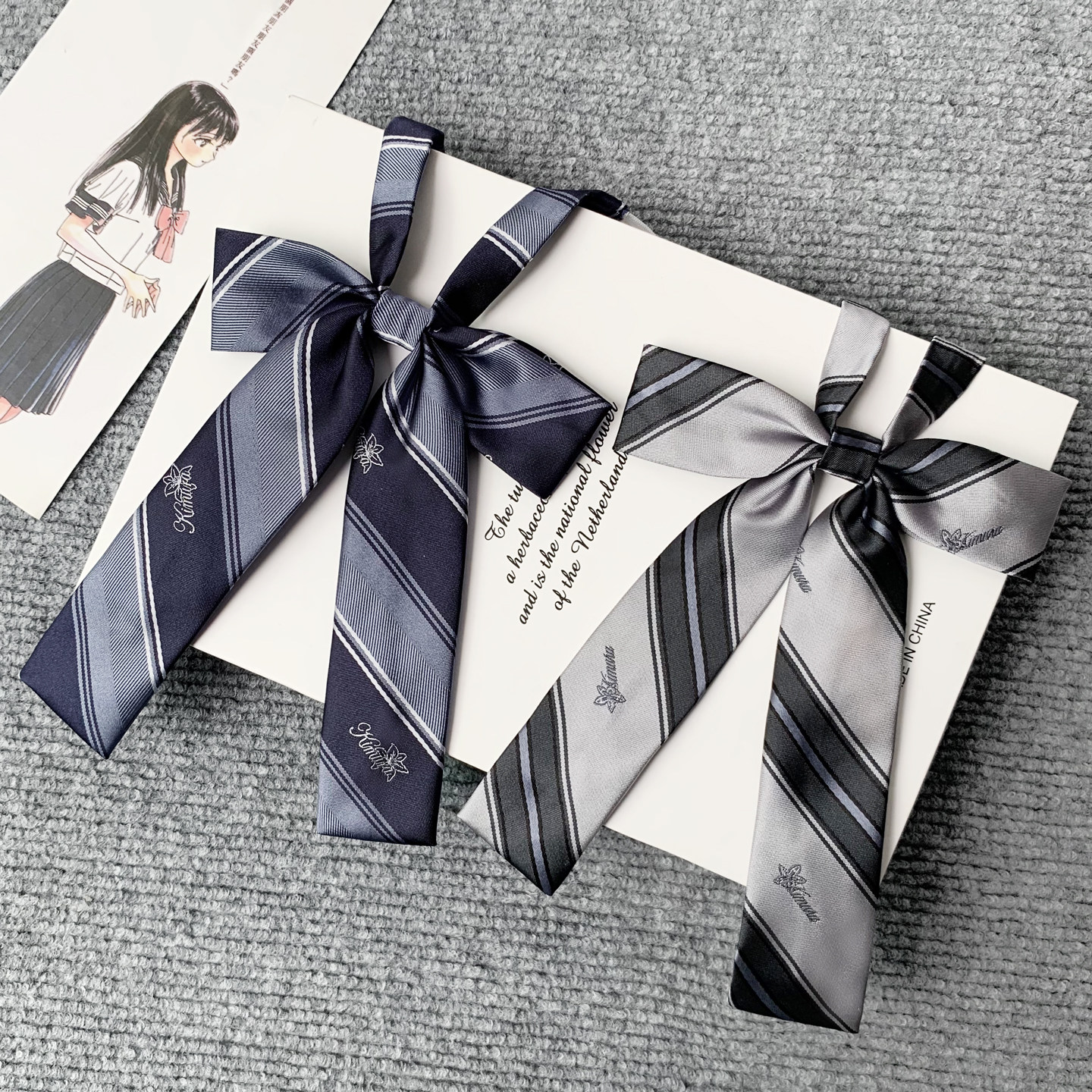 木村叔jk制服原创设计条纹刺绣领结学院校供衬衫西服配饰小物合集