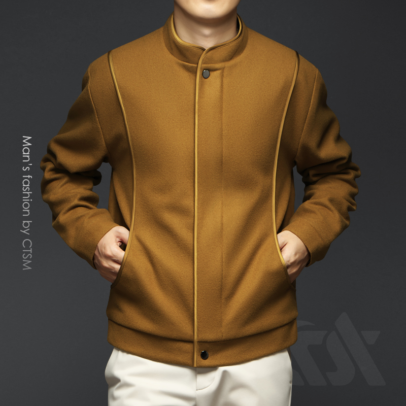 秋冬季男士毛呢夹克立领羊毛大衣短款2025男装羊绒上衣服呢子外套