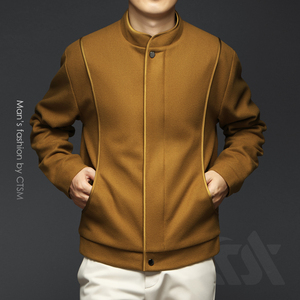 秋冬季男士毛呢夹克立领羊毛大衣短款2023男装羊绒上衣服呢子外套