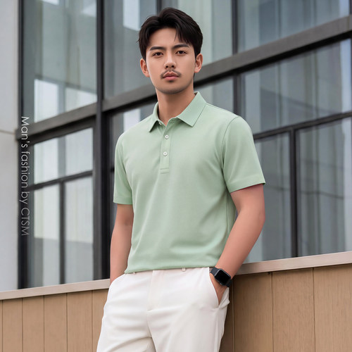 商务穿搭男士翻领POLO衫短袖夏季压胶工艺休闲百搭2026男装上衣服