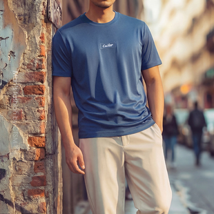T恤圆领丝光棉商务休闲潮流上衣2026男装 夏季 短袖 简约风男士 男士