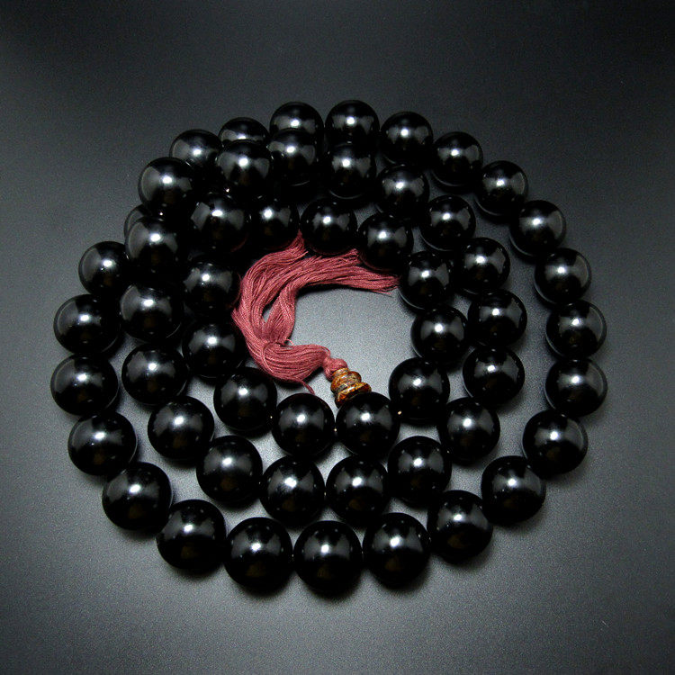 文玩精品纯天然煤精石佛珠手串手持抚顺胶皮料可改手链男款手钏