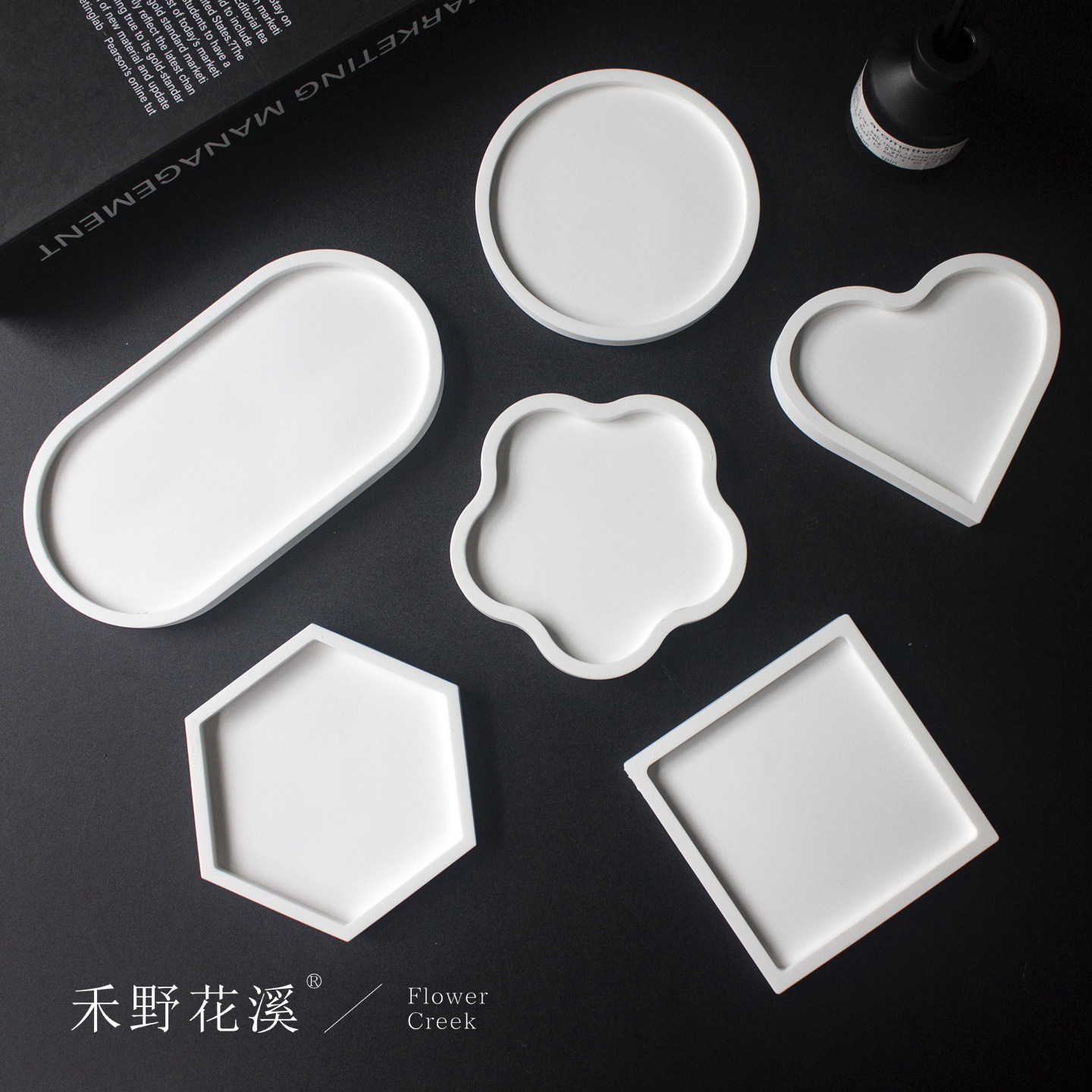 极简方边石膏托盘拍照道具图片