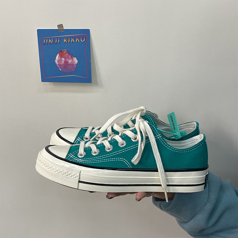 OLDORDER韩版百搭梨花灰低帮基础款帆布鞋女小白鞋ins潮男鞋舒适