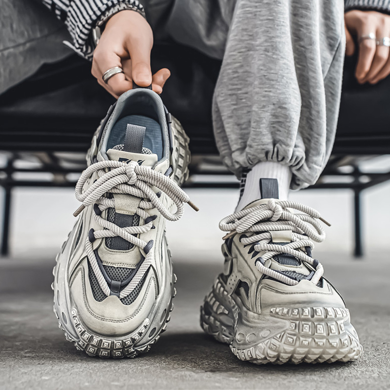 OLDORDER男鞋秋季时尚潮牌轮胎底跑步运动休闲厚底增高老爹鞋耐磨