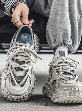 OLDORDER男鞋秋季时尚潮牌轮胎底跑步运动休闲厚底增高老爹鞋耐磨