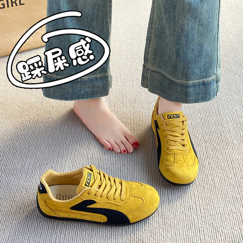 OLDORDER黄色赛车德训鞋女款秋季百搭软底阿甘鞋复古轻便休闲板鞋