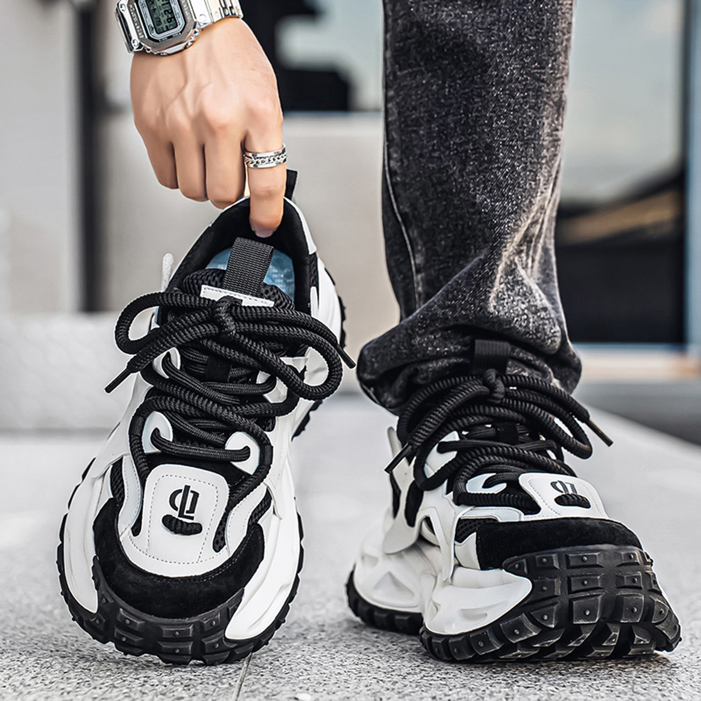 OLDORDER网红男鞋秋季超火跑步运动鞋青少年高级感潮牌炸街增高鞋