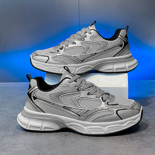 OLDORDER银色复古厚底增高老爹鞋男百搭网面透气舒适休闲跑步鞋潮