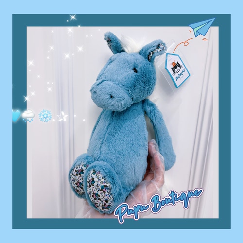 绝版正品英国Jellycat Medium Blossom Dahlia Pony 大丽花蓝小马