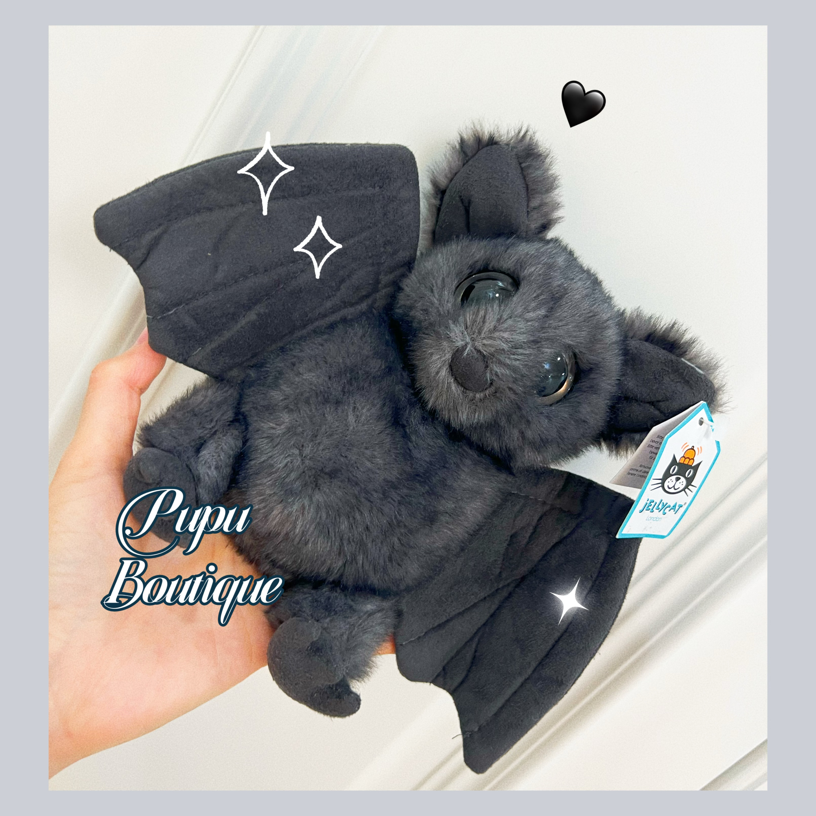 绝版正品英国Jellycat 闪亮大眼睛蝙蝠毛绒玩偶